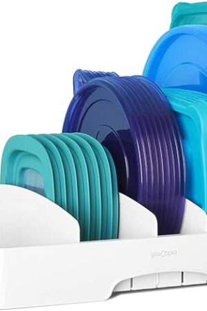 YouCopia StoraLid Adjustable Food Container Lid Organizer for Kitchen Cabinet Storage, Large