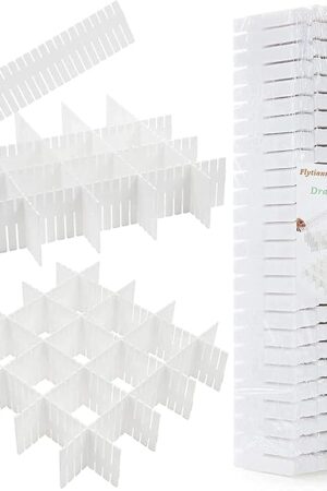 40Pcs Drawer Dividers, Adjustable Drawer Organizer for Socks, Underwear, Makeup, Can Help Tidy Kitchen, Bedroom, Dresser White