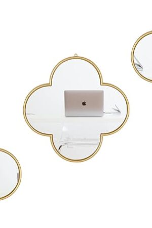 DECANIT Gold Mirrors for Wall Decoration Clover Mirrors for Living Room Decor & Home Decor, Pack of 3