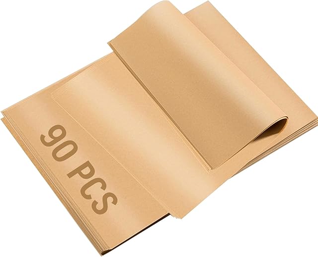 90 Pcs Parchment Paper Baking Sheets 12x16 Inches, Precut Non-Stick Baking Parchment for Baking Grilling Air Fryer Steaming Bread Cookie, Unbleached Parchment Paper, Fit for Half Sheet Pans Vacnkoy