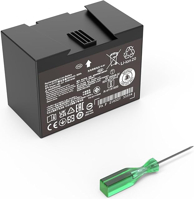 ABL-D2 Battery for Roomba i8 i8+ i7 i7+ i4 i4+ j7 j7+ Combo i5 i5+ j5 j5+ j6 Series Robot Vacuum, Compatible with iRobot ABL-D2A 4INR19/66 Black ABL-D1 Li-ion Batteria Capacity 14.4V 36Wh 2500mAh