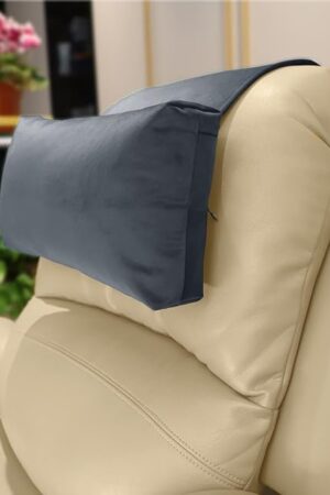 Adjustable Headrest Pillow for Recliners and Armchairs - Non-Slip Velvet Cushion for Neck Support and Pain Relief (Gray)