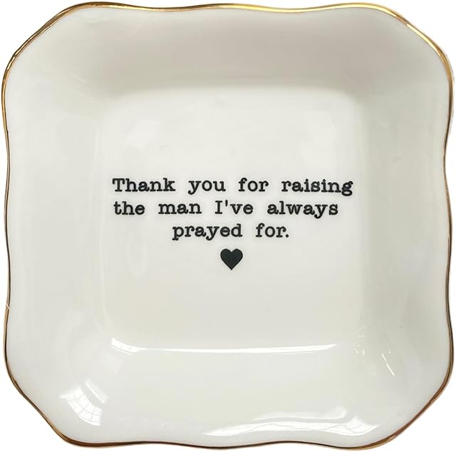 Ceramic Jewelry Tray - Thank You For Raising The Man I've Always Prayed For Dish - Mother of The Groom Gifts From Bride - Mother In Law Gifts - Mother Of Groom Gifts