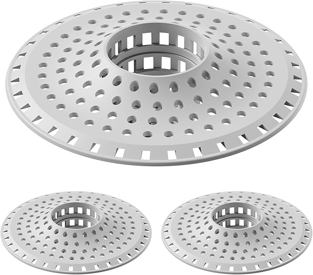 Bathtub Drain Hair Catcher,Silicone Tub Hair Catcher Drain Protector,All-in-one Shower Hair Drain Catcher Strainer for 1.48'' to 1.76'' Regular Drains, 3PCS(Patent Pending)