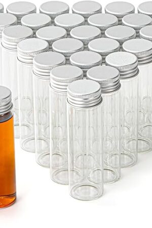 50ml Glass vials 30pcs,With aluminum screw cap30pcs Clear Glass Bottles