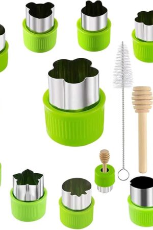 14 Pcs Fruit Vegetable Cookie Cutters Shapes Sets Stainless Steel Food Mini Pie Cookie Stamps Mold for Kids Baking,Bento Box and Decorating Tools