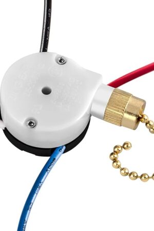 with 4 Pre-Installed Wires Ceiling Fan Switch 3 Speed 4 Wire, ZE-208s Zing Ear E89885 Fan Pull Chain Switch, Brass Chain