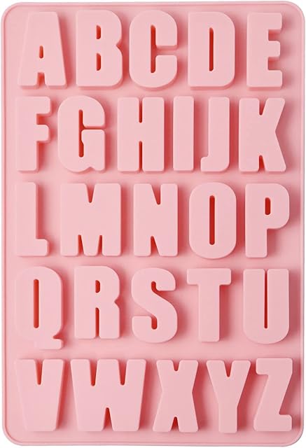 26 Cavities Alphabet crayon mold letter molds silicone alphabet mold chocolate molds silicone Large depth, easy to release and clean for Making cakes,Biscuit Ice Cube Chocolate Resin Concrete
