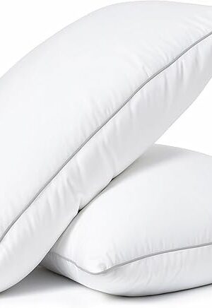 Casa Platino Bed Pillows Queen Size Set of 2 - Firm, Cozy & Soft Pillows for Adults- Pack of 2 – Luxury Queen Size Bed Pillow for Side, Back & Stomach Sleepers - White