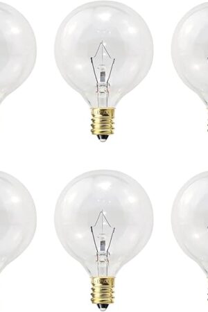 Wax Warmer Light Bulbs, G50 25 Watt for Full Size Scentsy Warmers, G16.5 Globe E12 Base Clear - Long Life-Span and Melt Wax Fast, 120 Volt (6 Pack)