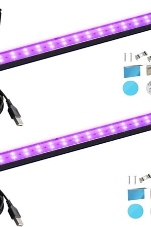 Black Light Bar 10W 1ft LED Blacklight for Fluorescent Tapestry Poster Body Paint Glow Party UV Strip Lights for Cabinet and Display Magnetic THLITURE 2 Pack