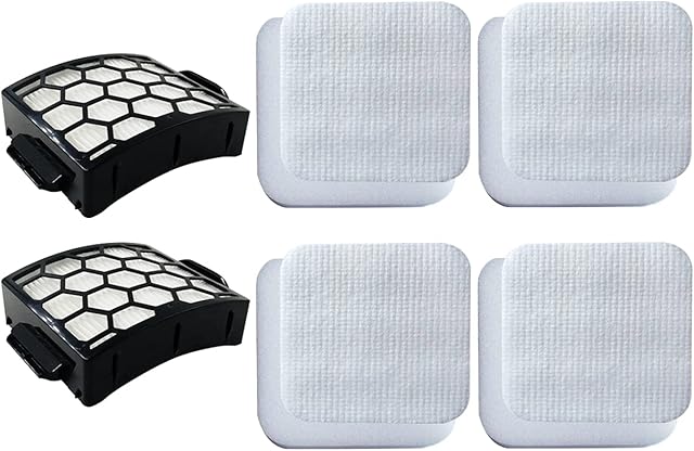 Dttery LA502 LA322 Filter Replacement for Shark Rotator Navigator Lift-Away ADV DuoClean PowerFins Upright Vacuum LA502, LA322, LA301, LA300, LA702, Part XFFK320, XHF320, 4 Foam, 4 Felt, 2 HEPA