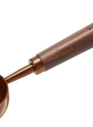 Vintage Coffee Measuring Spoon - 304 Stainless Steel, Coffee Scoop，10g Capacity, Walnut Handle - Perfect for Coffee, Tea, and More (Rose Gold)