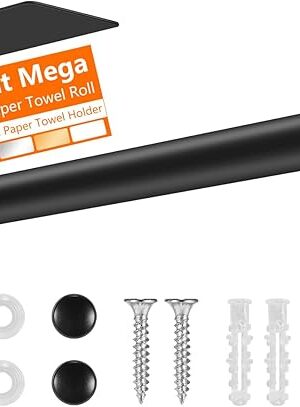 2nd Gen Paper Towel Holder Under Cabinet No Drilling, [More Sturdy] Self Adhesive or Drilling Paper Towel Holder Wall Mount for Kitchen, RV, [Fit Mega Paper Towel Roll] SUS304 Stainless Steel