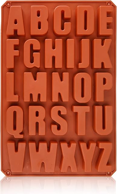 Chocolate Silicone Mold - Larger Alphabet Baking 13.2x8.9x1.3 Inch ABC Kitchen Utensils 26 Cavities Letter for Making Ice Candy Biscuit Crayon