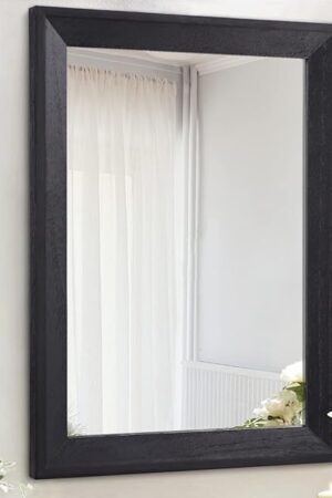 AAZZKANG Wall Mirror Black Rectangle Mirrors for Wall with Wood Framed Decorative for Bedroom Bathroom Living Room Farmhouse Entryway Hanging Small