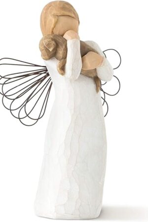 Willow Tree Angel of Friendship, for Those who Share The Spirit of Friendship, Angel Carrying Dog as Reminder of Loyal Pets and Friends, Present and Past, Sculpted Hand-Painted Figure