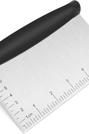 Bench Scraper & Chopper - 6 Inch Stainless Steel Dough Cutter with Contoured Grip, Multi-Purpose Kitchen Tool for Baking Cooking, Food Scraper Chopper & Pastry Knife