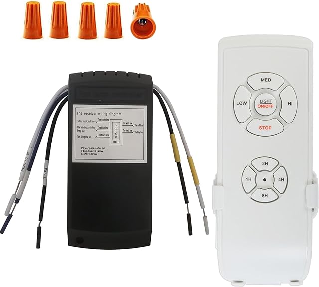 Ceiling Fan Remote Control and Receiver Kit, 3-in-1 Ceiling Fan Light 4 Timing and 3 Speed Wireless Remote Control for Ceiling Fan Lamp