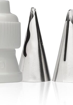 Ateco - 4 Piece Ruffle Decorating Tube Set, Includes Stainless Steel Tips: 030, 040, 070 & One Standard Coupler