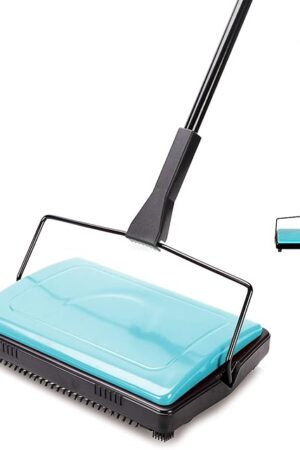 Yocada Carpet Sweeper Cleaner for Home Office Low&Undercoat Carpets Rugs Pet Hair Dust Scraps Paper Small Rubbish Cleaning with a Brush Blue