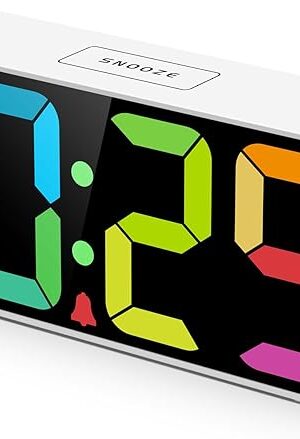 7.5 Inches Large Digital Alarm Clock for Seniors & Kids, 0-100% Dimmable Display, USB Charging Port, Adjustable Volume, Easy Operation, Snooze, Outlet Powered for Bedroom