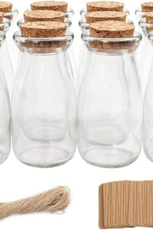 CUCUMI 12pcs 3.4oz Small Glass Jars with Lids, 100ml Candy Jars Potion Bottles with Cork, Mini Jars Set for Party Wedding Favors Halloween Décor