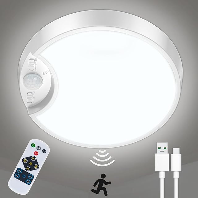 DEEPLITE Battery Ceiling Light Shower Light 5500K 7.8in