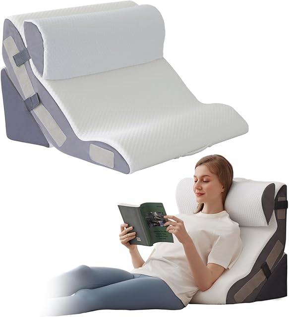 3PCS Wedge Pillow Set for After Surgery, Back Pillow for Bed Sitting up, 6-in-1 Foam Wedge Pillow for Acid Reflux & Back Pain Relief, Post Surgery Pillow for GERD & Snoring, White