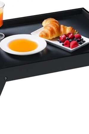 Bamboo Bed Tray Table with Folding Leg, Breakfast in Bed Tray for Eating,Kitchen Serving,Food, Sofa, Snacking or Working, Laptop Desk Dinner(1, Black)