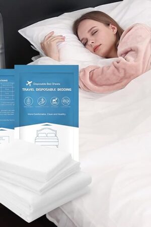 Disposable Bed Sheets Travel Set, Disposable Sheets Travel Bedding Cover for Hotel, Disposable Portable Travel Sheet with Quilt Cover and Pillowcase for Travel Business Trip Hospital