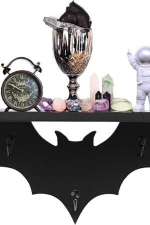 Bat Shelf Black Hanging Shelves Floating Shelves with 3 Key Hooks