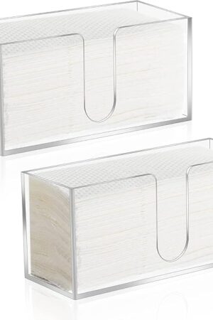 2Pack Acrylic Countertop Paper Towel Dispenser, Folded Paper Towel Dispenser Clear Trifold Napkin Holder, Suitable for Z-fold, C-fold or MultiFold Trifold Paper Towels for Bathroom Toilet and Kitchen