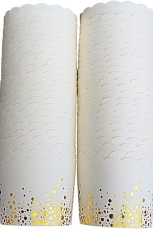 50-Pack Paper Baking Cups, Greaseproof Disposable Cupcake Muffin Liners (Large, Gold Confetti