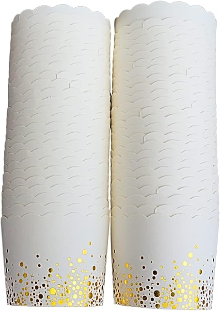 50-Pack Paper Baking Cups, Greaseproof Disposable Cupcake Muffin Liners (Large, Gold Confetti