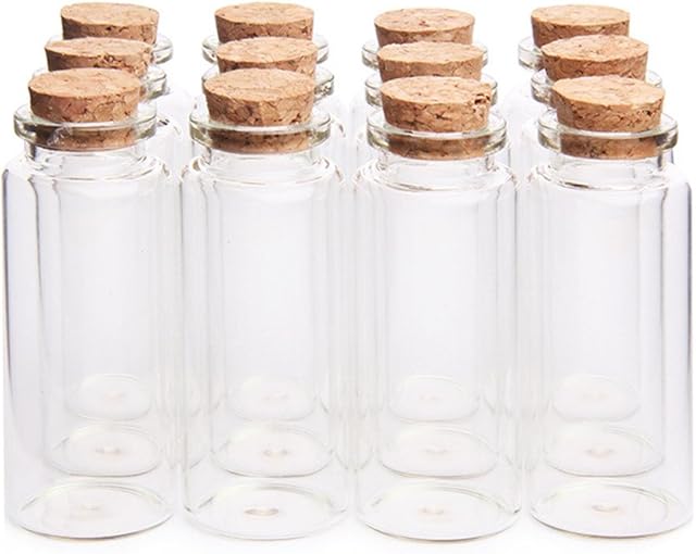 Danmu 30ml 1.18" x 2.75" Potion Bottles,Mini Glass Bottles,Small Glass Jars for Wedding Favors,Halloween Decorations,Baby Shower,Party Favors(12Pcs)