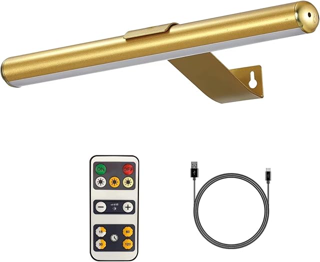 Wireless Picture Light Metal Art Display Lamp Gold