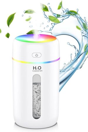 ZPP Portable Mini Humidifier with 7-color Lights for Car, Home, Office, Travel with Night Light, Auto Shut-Off
