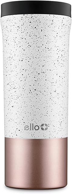 Ello Miri 16oz Vacuum Insulated Stainless Steel Travel Mug, Leak-Proof Slider Lid, Keeps Hot for 5 Hours, Perfect for Coffee or Tea, BPA-Free, Fits Most Cupholders, Holiday Gift, Speckle
