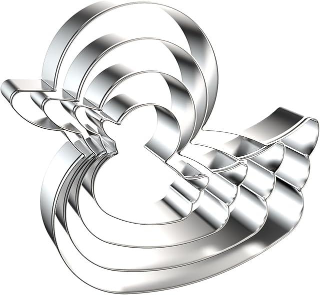 Duck Cookie Cutter Set - 5 inch, 4 inch, 3 inch, 2 inch - 4 Piece Rubber Duck Duckling Shaped Cookie Cutters Shapes Molds - Stainless Steel