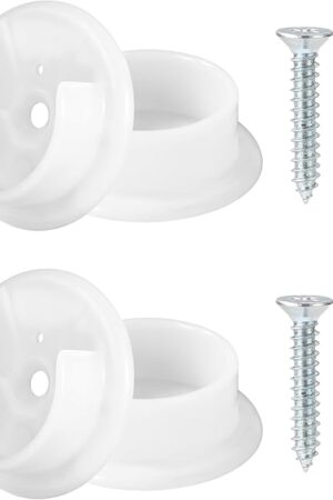 4pcs Closet Rod Holders, Plastic Tension Pole Bar Sockets for 1-3/8" Heavy Duty Wardrobe Tube Rail Support Bracket with Screws Fittings for Home Bathroom Shower Curtain Clothing Store (White)