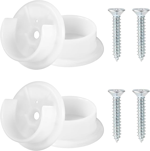 4pcs Closet Rod Holders, Plastic Tension Pole Bar Sockets for 1-3/8" Heavy Duty Wardrobe Tube Rail Support Bracket with Screws Fittings for Home Bathroom Shower Curtain Clothing Store (White)