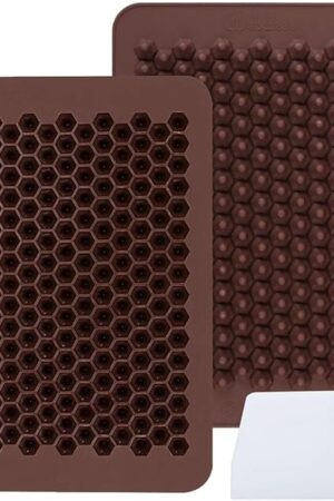 Webake Chocolate Chip Mold 202 Cavity Silicone Mini Candy Molds LFGB 2 Pack For Non Dairy & Sugar Organic Chocolate Chips & Mini Gumdrop, Ganache, Small Dot Cake Decoration (1 Scraper Included)