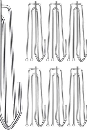 60PCS Stainless Steel Drapery Hook and Pin for Pleated Drapes 4 Prongs Pinch Pleat Clips Traverse Pleater 4 End Curtain Hangers for Window Door Bathroom Curtain