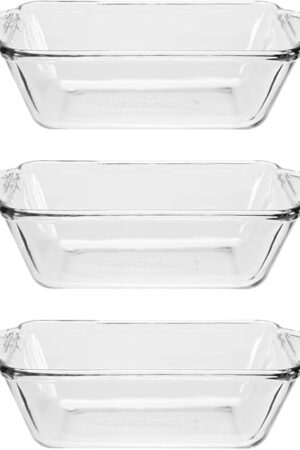 Anchor Hocking Glass Bread Pan, 1.5 Quart Loaf Pan, Set of 3