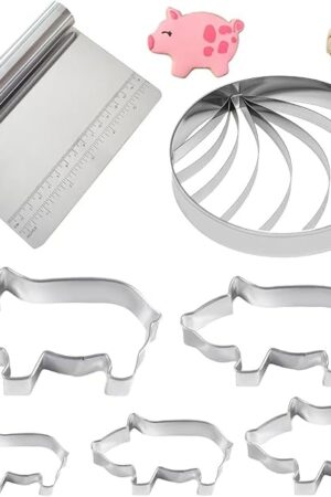 Concha Cutter ，Stainless Steel Mexican Bread Mold with 5pc pig cookie cutter，Mexican Kitchen Mold for Bread Cookie Cake Biscuit，Moldes Para Marcador De Conchas