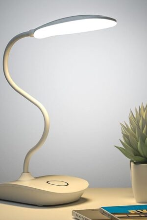 DEEPLITE Battery Operated Desk Lamp, LED Desk Light 3 Lighting Modes Stepless Dimming, Table Lamp 5W Touch Control Eye Caring, Flexible Gooseneck, Portable Reading Light for Dorm Study Office Bedroom