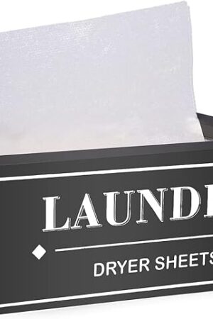 Dryer Sheet Holder Dispenser Container, Space Saving Laundry Room Organization and Storage, Farmhouse Laundry Dryer Sheets Holder for Laundry Room Decor, Fabric Softener Dispenser Containers, Black
