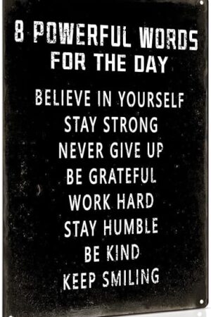 ALKB Inspirational Wall Art Metal Sign 8 x 12 Inch, Inspiring Positive Quotes Room Decor for Living Room Bedroom Classroom Gym, Motivational Wall Decor for Teen