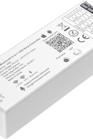 BTF-LIGHTING 5in1 WB5 2.4GHz Tuya WiFi PWM LED Controller Compatible with Alexa/Google Home/Smart Life/Tuya Smart APP Control for Dimming CCT RGB RGBW RGBCCT LED Strip Work with WR01RF WR02RF etc
